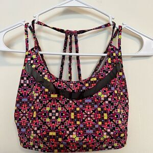 Victoria's Secret Pink and Black Sports Bra with Strappy Back